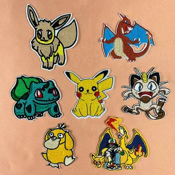 

Cartoon Pokemon Animal Sticker Collection Japan Anime Motif Diy Embroidered Iron on Patch for Boys Girls Chothing Schoolbag Bag