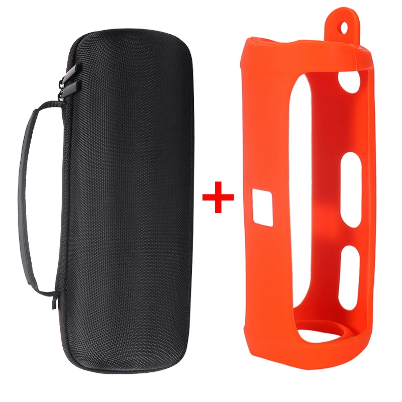 black and orange 2 в 1 жесткий EVA на молнии сумка для хранения+ Мягкий силиконовый чехол для JBL Flip 5 Bluetooth динамик для JBL Flip5 колонка - Цвет: black and orange