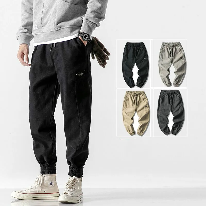 

Small Feet Casual Pants Slim Long Pants Korean Version of The Trend of Closing Pants Overalls Men's Winter Plus Velvet Trousers