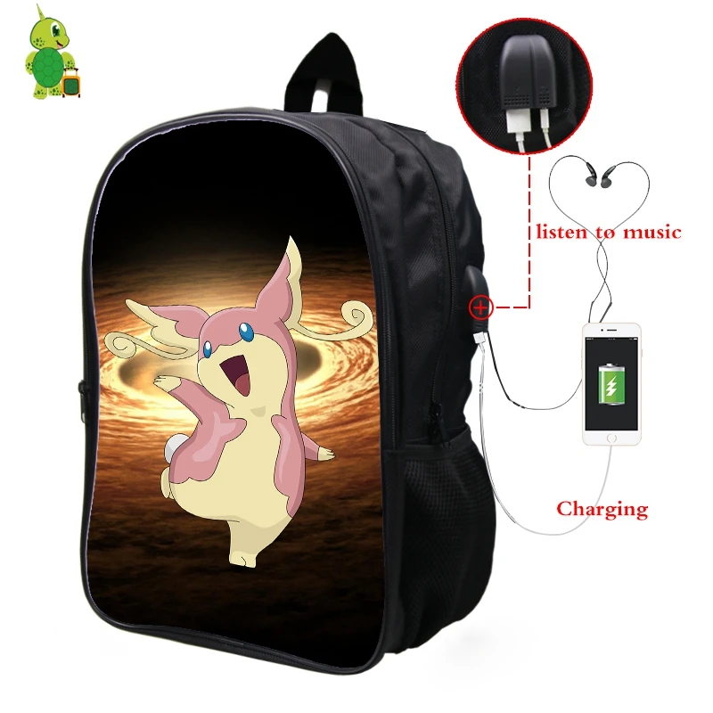 7 Pokemon Audino Galaxy Космический рюкзак Многофункциональный USB зарядка Разъем для наушников школьные сумки для подростков мальчиков рюкзак для девочек с отделением для ноутбука - Цвет: 7