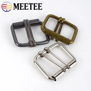 

Meetee 4pcs Double Pin Shoes Buckle Inner Size 40mm Adjustable Belt Buckles Luggage Handbag DIY Leather Decorative Accessories