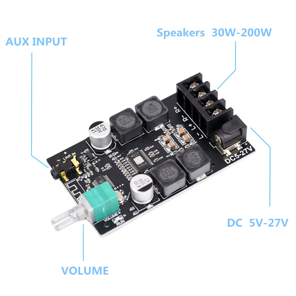Цифровой усилитель мощности Bluetooth 5 0 50 Вт + TPA3116 аудио для колонок 30 ~ 200 HiFi стерео