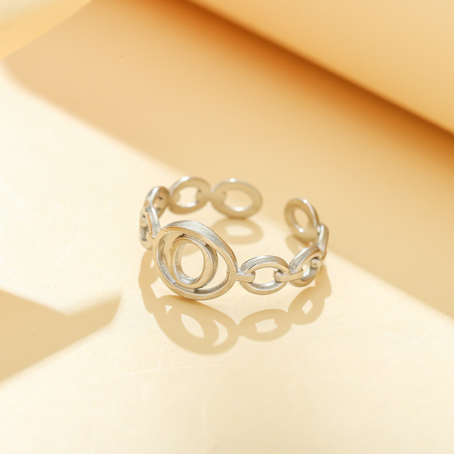 Out A-ZLetter 2Colors Metal Adjustable Opening Ring Initials Name Alphabet Female Party Fashion Jewelry Christmas Present