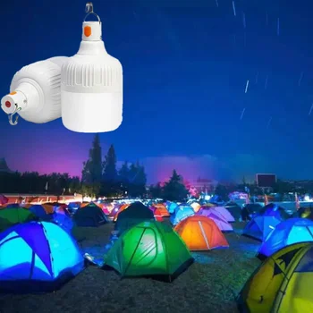 

Rechargeable LED Bulb Lamp USB Charging Emergency Lights Solar Charge Portable Emergency Night Market Light Outdoor Camping Home