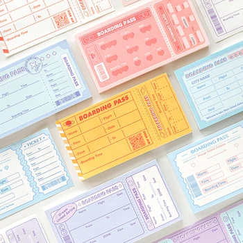 

7 Designs 50pcs/pack Girlish Flight Info Week Plan Bullet Journaling Deco Memo Pad Notes Portable Notepad School Office Supplies