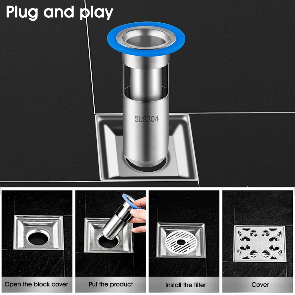 Home Floor Drain Core Anti-corrosion Anti-Odor Pest Proof Stainless Steel Sewer Core Deodorant for Kitchen Bathroom Drain Valve