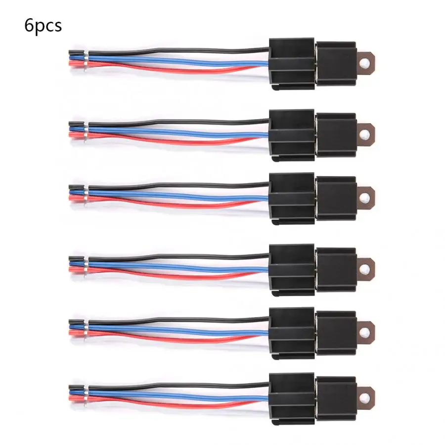 Ethernet реле 6 шт. 12V 30A автомобиля плавкое реле переключатель комплект поводков SPST 4-контактный 14 AWG горячая провода реле с самоблокировкой