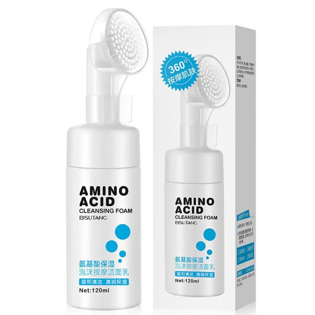 120ml  Skin Care Amino Acid Facial Cleansing Foam Acne Care Scrub Whitening Moisturizing Brush Anti Aging Massage Cleanser Anti