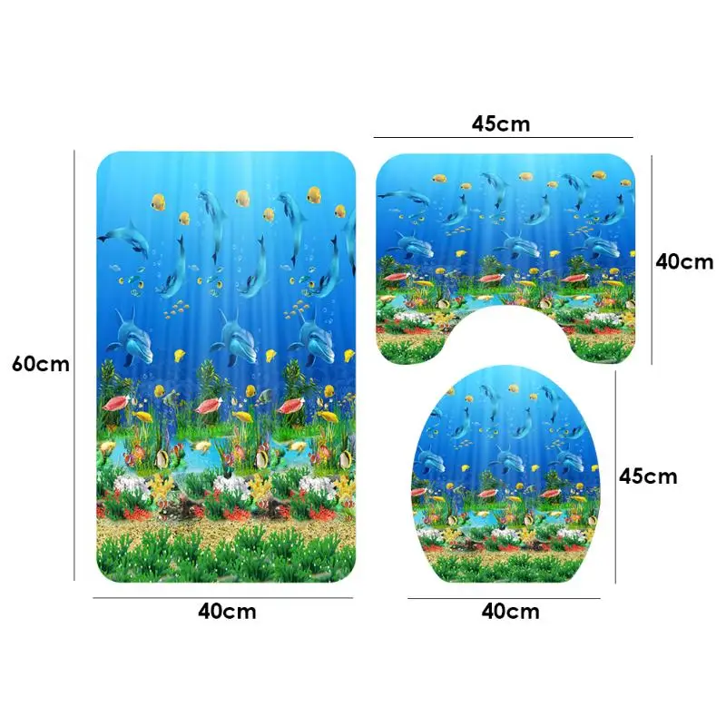 3 шт. коврик для туалетной крышки u-образный напольный ковер Aniti-slip Pad для ванной занавеска с принтом морской звезды, фланелевый набор для ванной - Цвет: B