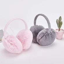 Милые новые меховые осенние и зимние женские наушники, теплые Удобные однотонные Наушники унисекс для катания на лыжах, меховые наушники, милые наушники