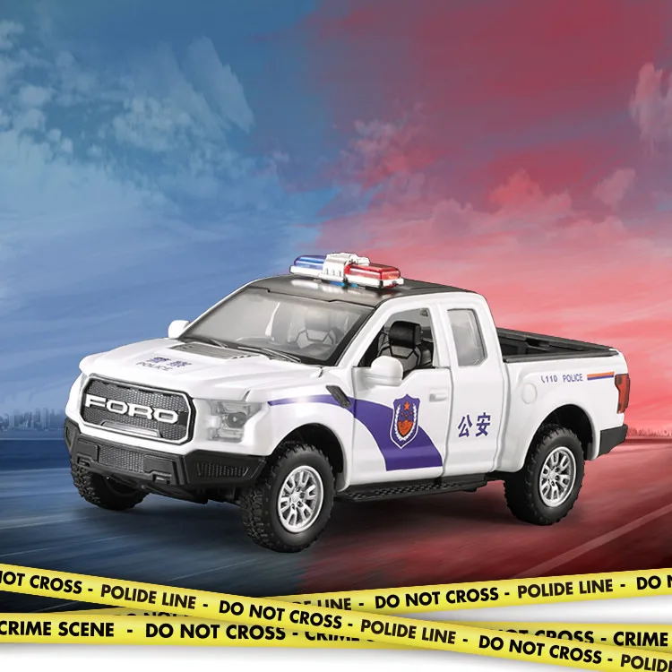 1:32 высокая симуляция Ford Raptor F150 полицейский автомобиль сплав модель автомобиля