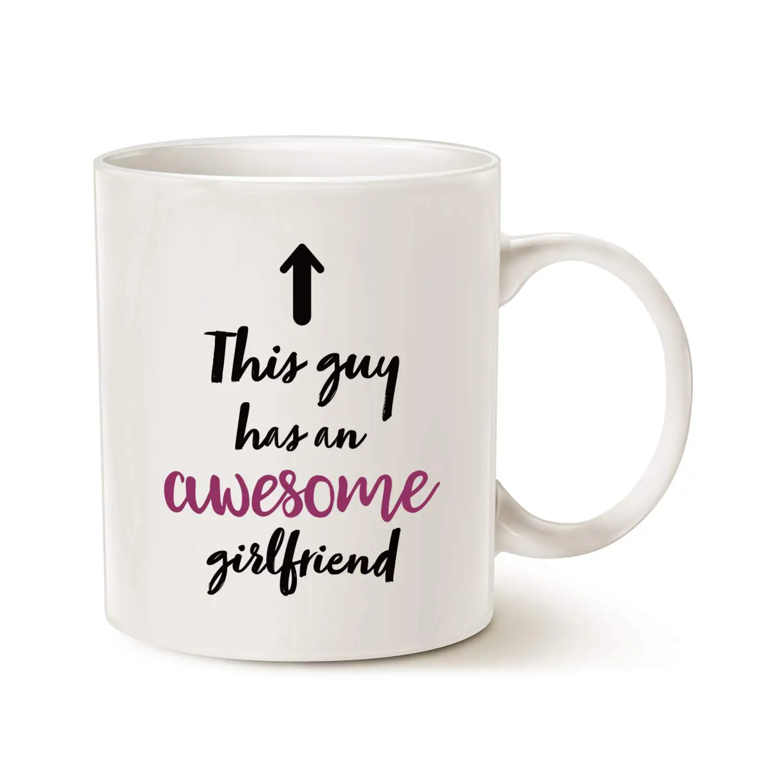 

Christmas Gifts Funny Boyfriend Coffee Mug - This guy has an awesome girlfriend - Best Valentines Day Gifts - Cup White, 11 Oz