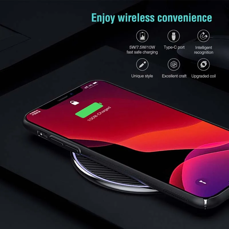  NILLKIN 10w Fast wireless charger support PC/QC input +1.5m 3A 3 in 1 charging cable +black case fo - 4000552266507