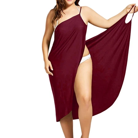Модное сексуальное женское пляжное платье саронг,, праздничное пляжное летнее платье, Пляжное сексуальное платье, Повседневное платье с открытой спиной размера плюс, Vestido - Цвет: Red wine