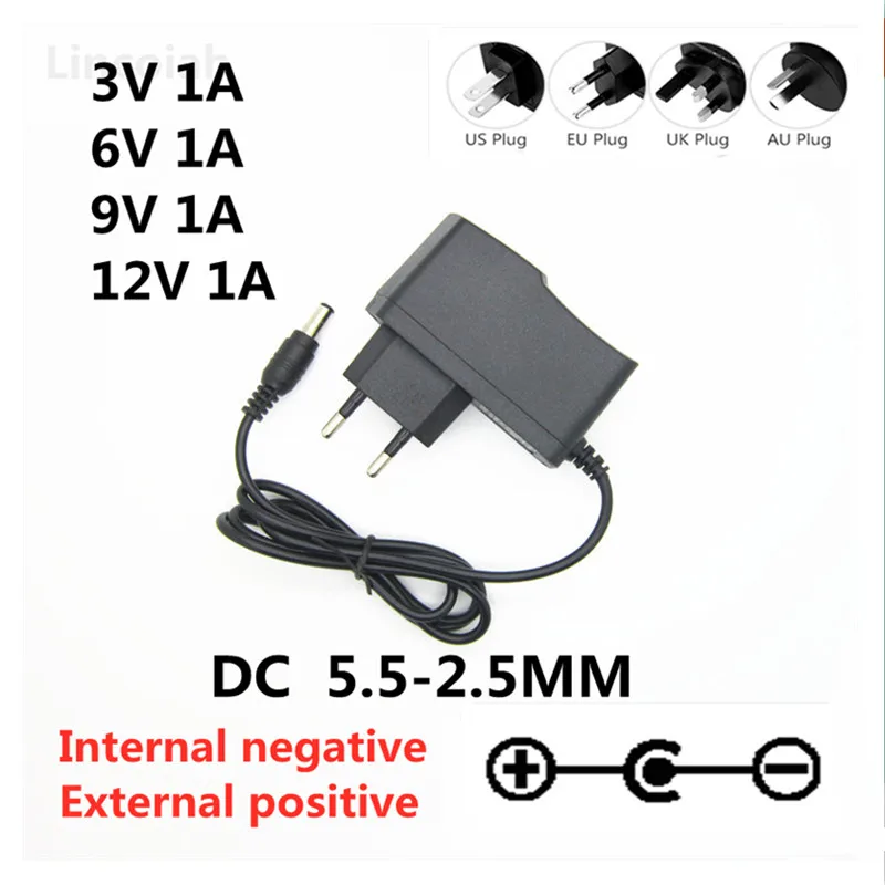 Opposite polarity AC 100-240V DC 3V 6V 9V 12V 1A 1000mA Universal / adapter charger power supply Reverse | Электроника