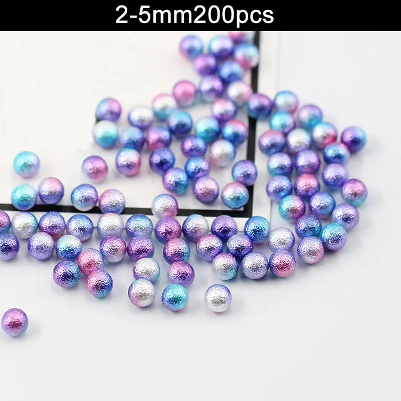 2-5mm 200pcs Разноцветные Круглые бусины из искусственного жемчуга без отверстий для рукоделия для женщин J99Store - Цвет: 2-5mm 200pcs