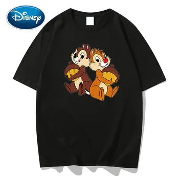 

Disney Chic Fashion Chip Dale Chipmunk Cartoon Print Couples Unisex Women T-Shirt O-Neck Pullover Short Sleeve Tee Tops 10 Color