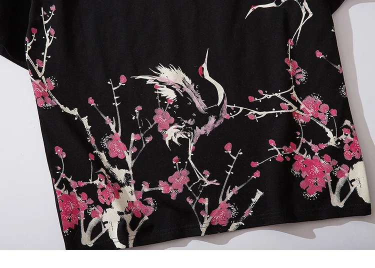 Японский сакура футболка хип-хоп уличная Мужская Harajuku Crane футболка с коротким рукавом летняя модная повседневная футболка хлопок новинка