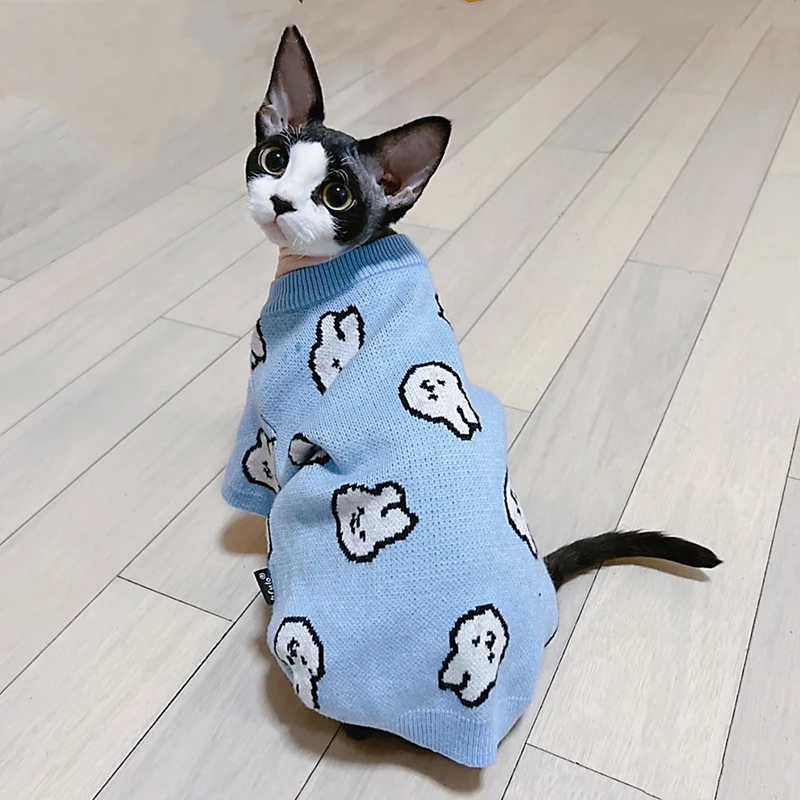 Blue Sphinx Cat Dog Clothes Winter Kittens Sweater Warm Cats Hoodies