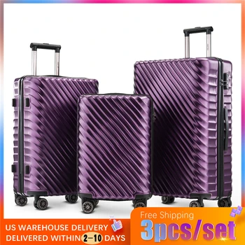 

3pcs /set Fashion Lightweight Hard ABS Rolling Luggage Spinner Suitcases Wheel Business Carry On Trolley Travel Bag