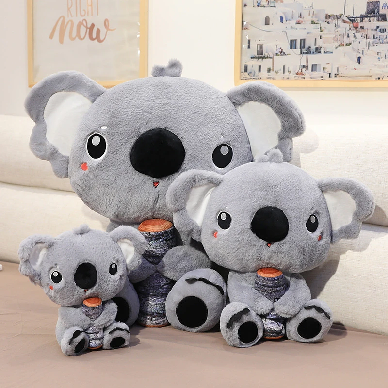 candice guo! super cute plush toy lovely cartoon animal gray koala hug  emulational tree stump soft doll birthday Christmas gift|Stuffed & Plush  Animals| - AliExpress