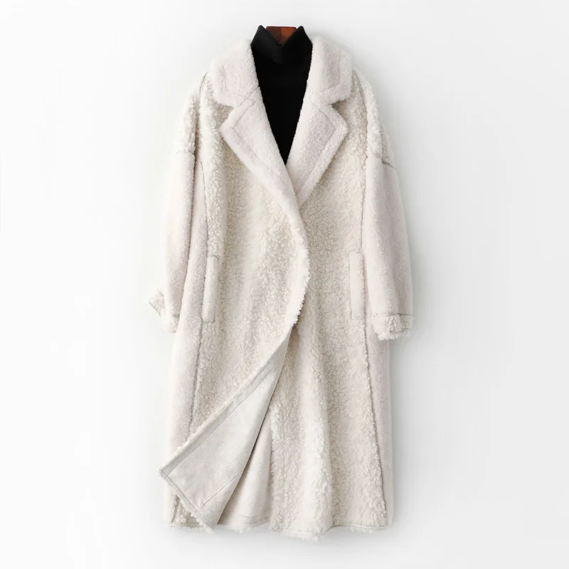 Женское пальто из натурального меха, шерстяная куртка, осенне-зимнее пальто, женская одежда, корейская винтажная овечья шерсть, замшевая подкладка, ZT4322