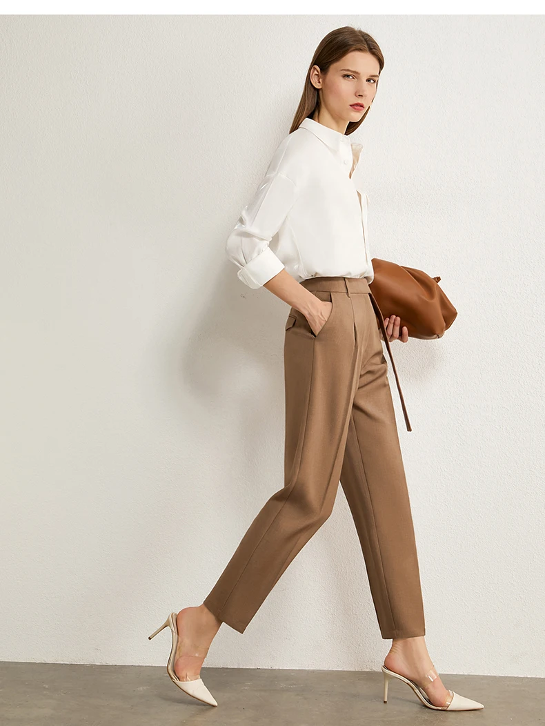 Amii Minimalism Autumn Womens Pants OLstyle Suit Pants Causal Solid High Waist Straight Women Trousers Female Pants 12030406