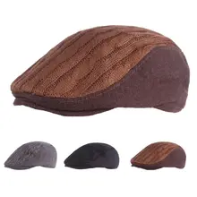 Unisex Men Wool Felt Newsboy Cap Hats Autumn Winter Warm Beret Old Man Casquette Forward Hat Male