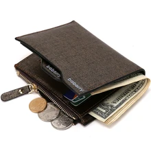 Мужской кошелек Biflod из искусственной кожи с защитой от краж, короткий кошелек на молнии, чехол для монет, повседневная сумка для денег, кошелек, гарантия качества