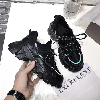 

2020 Spring New Shoes Women Platform Sneakers Fashion Brand Ladies Chunky footware Female zapatos de mujer Girls Black Trainers