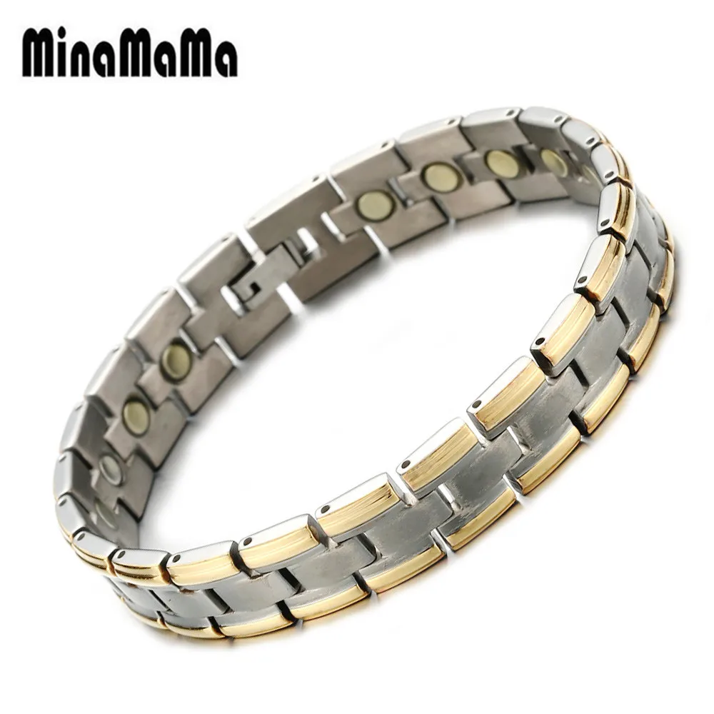 Новые модные золотые серебряные цветной магнит оздоровительный браслет для мужчин и женщин титановая сталь здоровье магнитный браслет