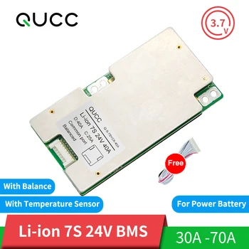 

7S BMS 24V 30A 40A 50A 60A 70A 18650 Lipo Li ion Power Lithium Battery Protection Board PCB PCM with Balance Temperature Sensor