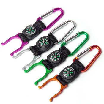 

Camping Water Bottle Holder With Compass Lightweight Strap Hanger Clip Key Chain outdoor Tools