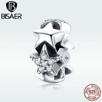 

BISAER 100% Pure 925 Sterling Silver Little Star Charms for Women Jewelry Making Argent Beads 2019 New Charm Bracelet HSC929