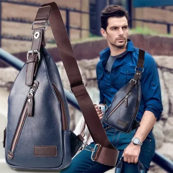 

Hot Brand Chest Bag Man Zippe Sports Bag High Capacity Chest Pack Black Belt Bag Shoulder Bag Men Leather Messenger Bags