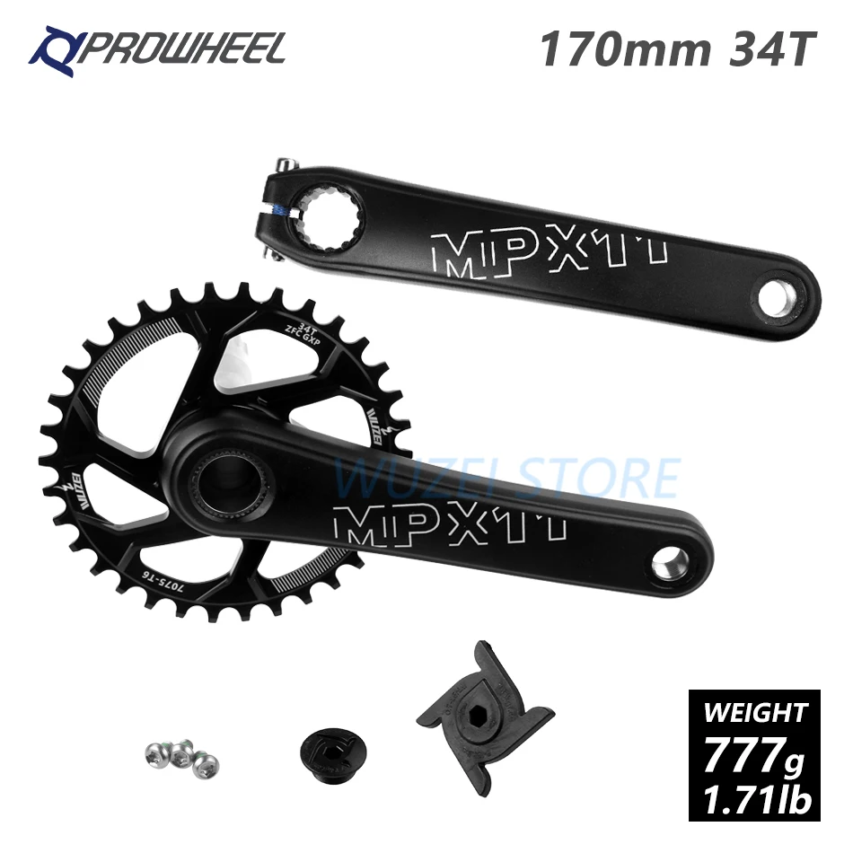 PROWHEEL MPX11 Кривошип горного велосипеда цепное колесо 170/175 мм/30/32/34/36/38 T звезды MTB велосипед диаметра окружности болтов для SRAM GXP XX1 X9 модными принтами XO X01 - Цвет: 170mm Black 34T