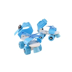 1 Pair Children Kids Adult Double Line Skates Shoes 4 PU Wheels Roller Indoor Quad Parallel With Brake Adjustable Patines