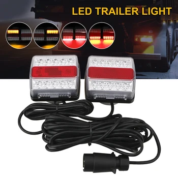

LEEPEE 16 LEDs Trailer Tail Light with Magnet Car Truck Tail Light Combination Towing Taillight 2 Piece/Set 12V