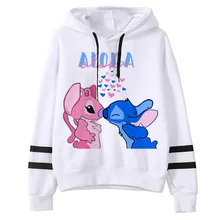 

Kawaii Stitch Ohana Hoodies Women Disney Cartoon Lilo Stitch Graphic Streetwear Anime Unisex Korean Style Sweatshirts Female