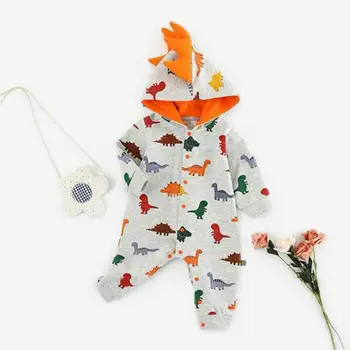 

Cute Newborn Baby Boy Dinosaur Hooded Romper Jumpsuit Cotton Clothes