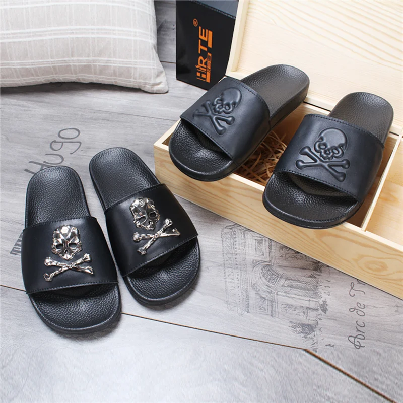 skull flip flops mens