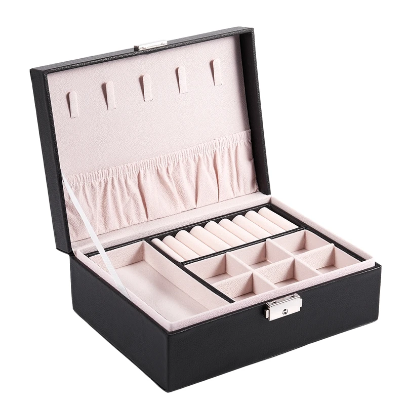 Double Storage Box Can Put Ring Necklace Earrings Jewelry PU Storage Box Glasses Watch Display Box