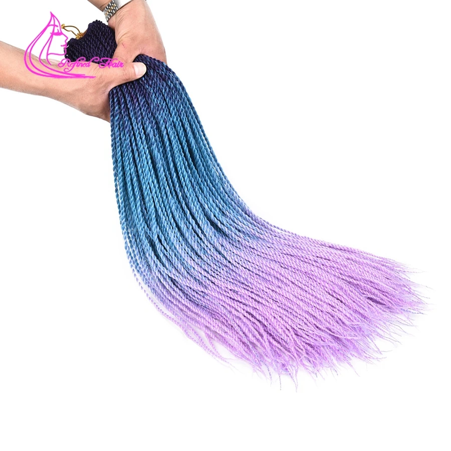 Рафинированные волосы Сенегальские твист вязание крючком косички синтетические плетеные волосы африканская косичка черный фиолетовый коричневый розовый Омбре наращивание волос