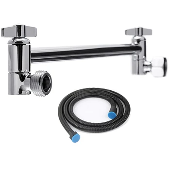 

1 Pcs Adjustable Shower Arm Extension & 1 Pcs Black Shower Hose Shower Hose Bendable Bathroom Hose Plumbing