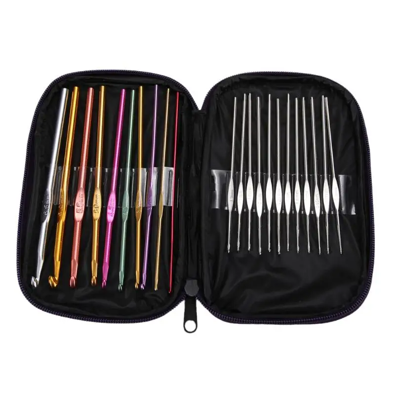 22 шт набор многоцветных алюминиевых крючков для вязания крючком, спицы для вязания, пряжа для плетения