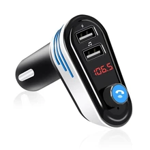Bluetooth Car Kit Handsfree FM Transmitter Wireless A2DP Car MP3 Player Support U Disk Dual USB 5V 3.1A Car Charger 4 new handsfree wireless bluetooth car kit fm transmitter radio support u disk mp3 player phone app control car charger aux out