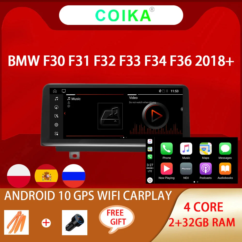 Автомобильный GPS-навигатор с сенсорным IPS экраном для BMW F30 F31 F34 F32 F33 F36 2018 EVO 2 + 32 Гб
