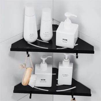 

Bathroom Corner Shelf Wall Mounted Bathroom Shelf Bath Shower Shelf Bath Shampoo Holder Black Aluminum Corner shelf