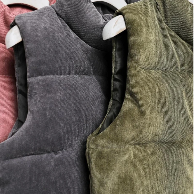 Новая зимняя модная Женская Толстая жилетка, теплая короткая жилетка с воротником-стойкой, Вельветовая хлопковая куртка, жилеты, женские