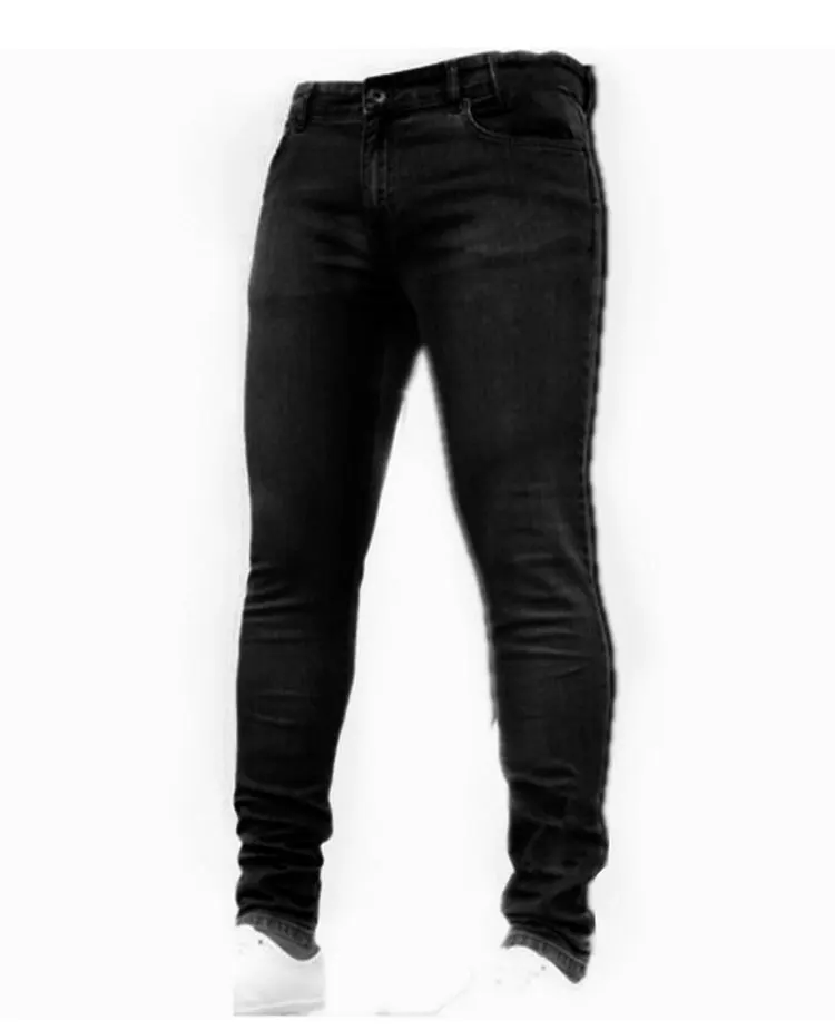 Новые модные мужские повседневные Стрейчевые обтягивающие джинсы, брюки, плотные штаны, однотонные черные, синие джинсы, Мужские брендовые дизайнерские джинсы для мужчин
